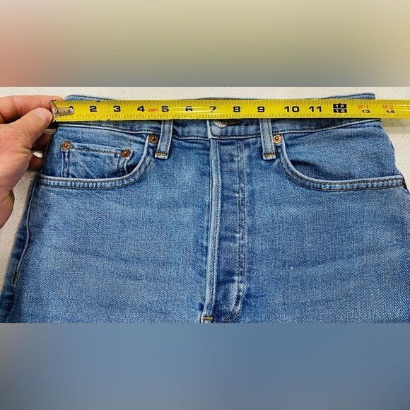 RE/DONE Stretch High Rise Straight Leg Jeans 27x28 Mid 90s Wash USA - Picture 7 of 14